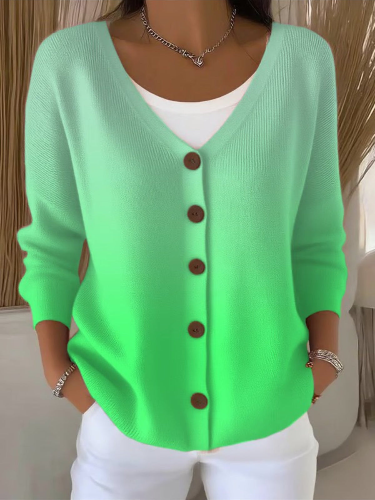 Plain Long Sleeve Comfy Casual Cardigan