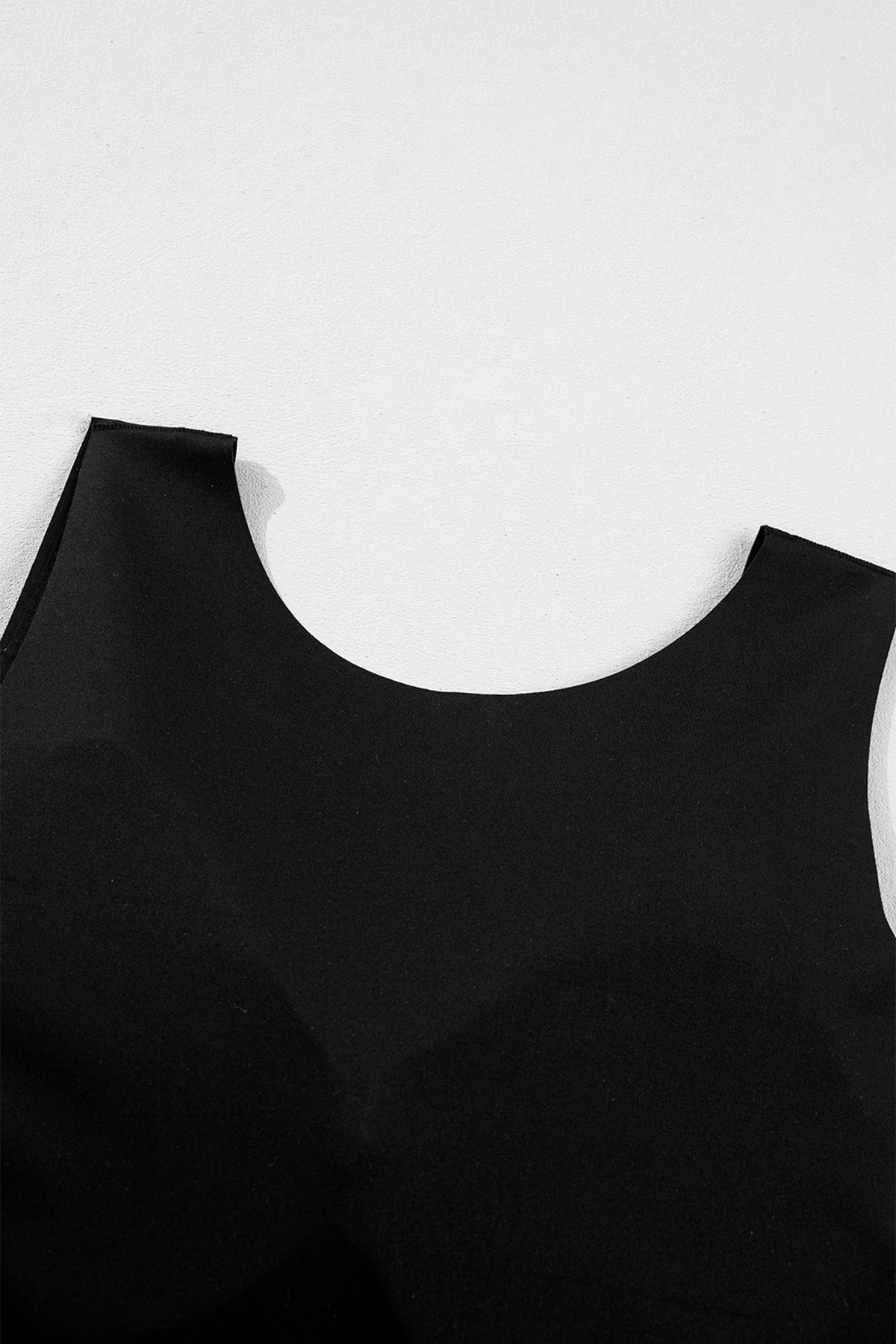 Black Solid Color Wide Strap Splicing Athleisure Tank Top