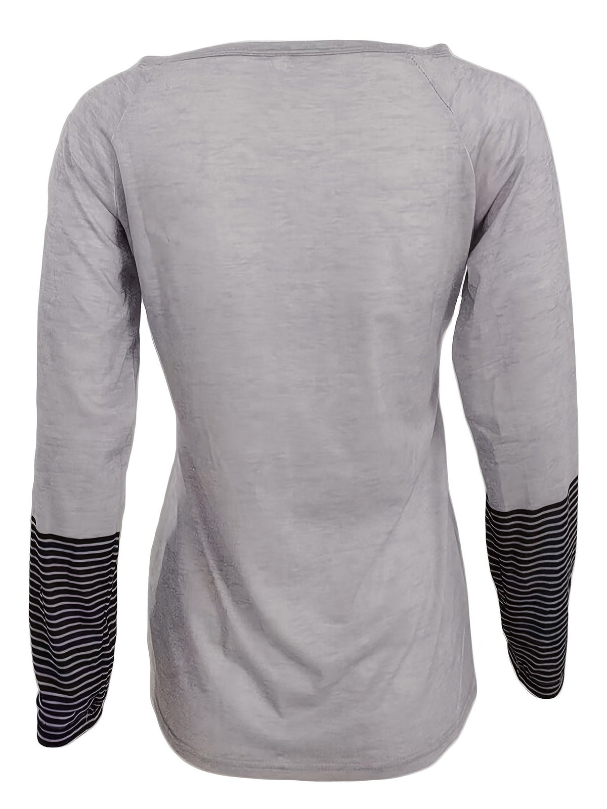 Stiped Button T-Shirt, Crew Neck Long Sleeve T-Shirt, Casual Every Day Tops