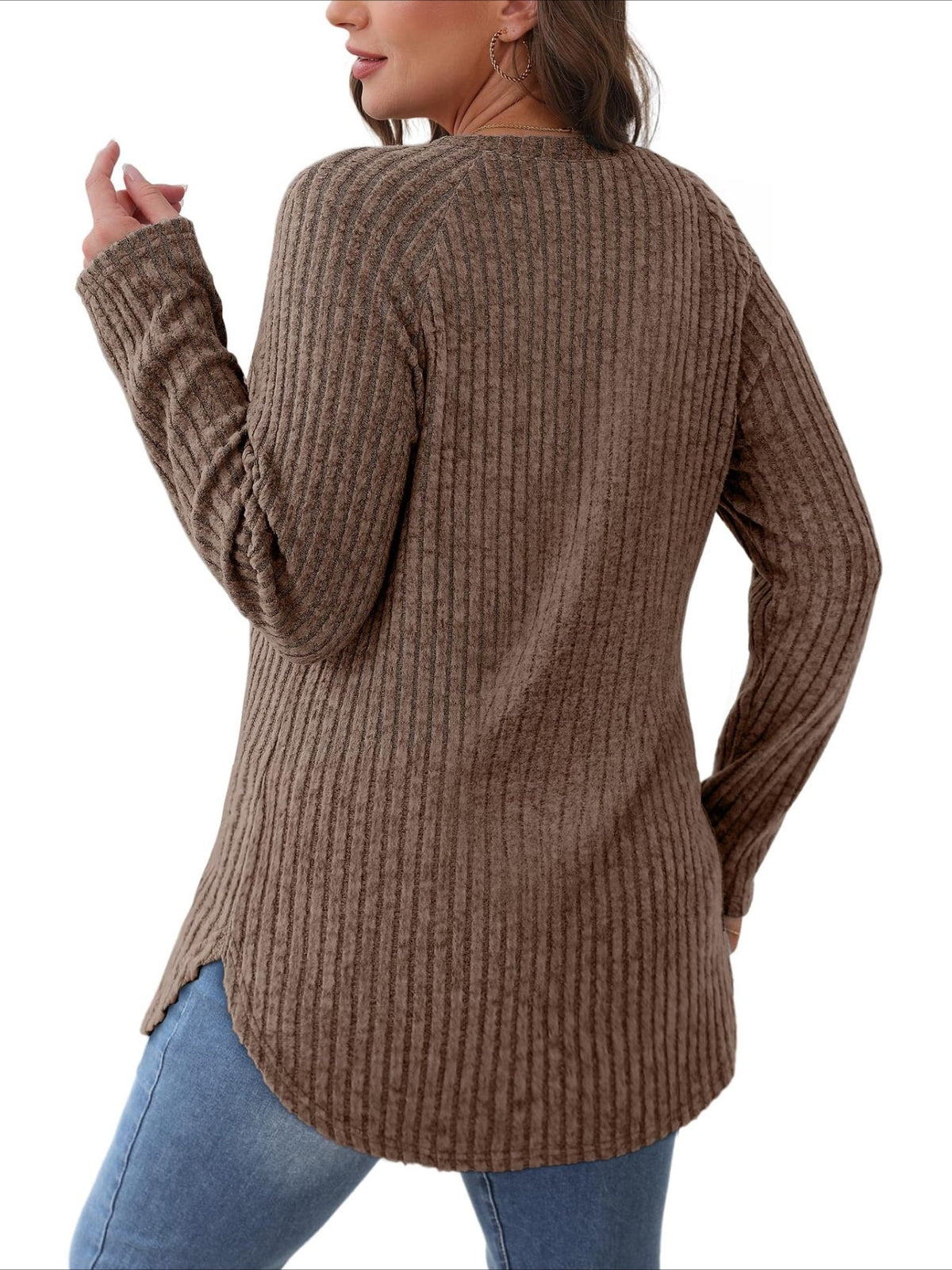 Soft Round Neck Pullover Long Sleeve Sweater
