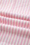 Rose Plus Size Geometric Print Contrast Trim Striped V Neck Blouse