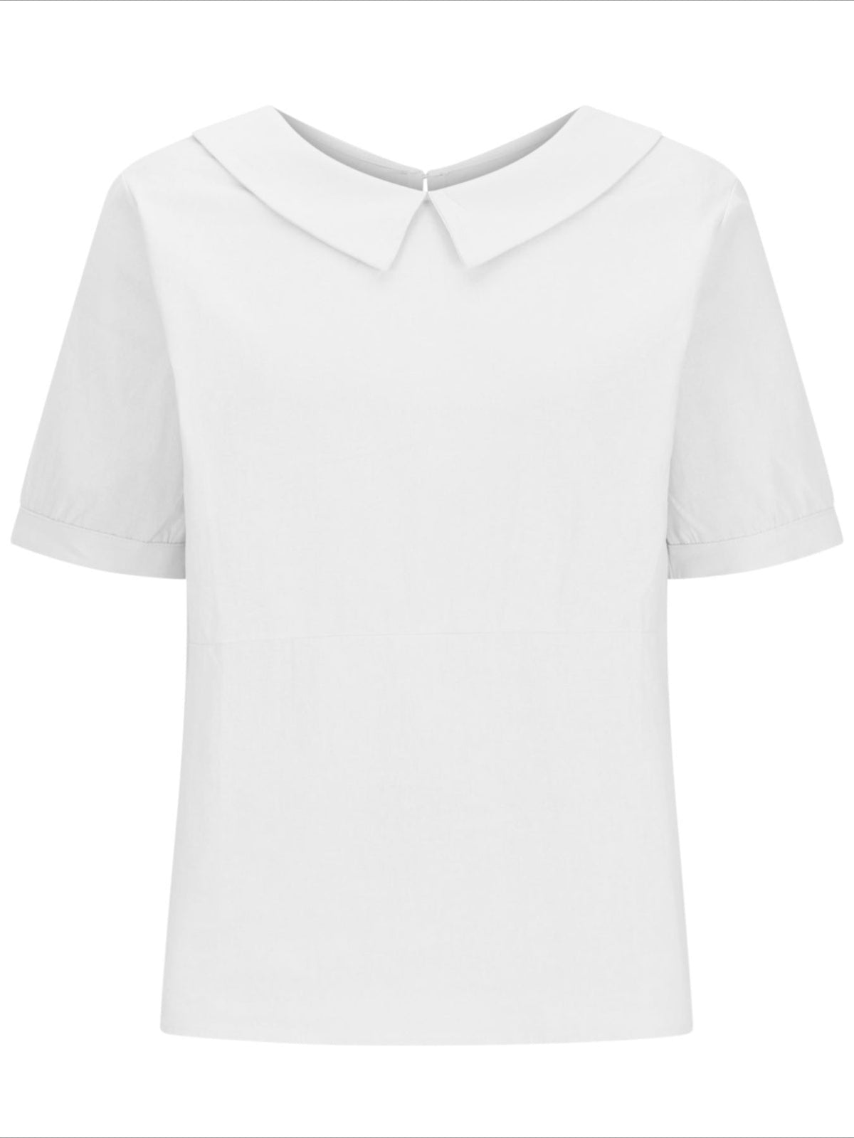 Solid Color Loose Lapel Short Sleeve Cotton Top