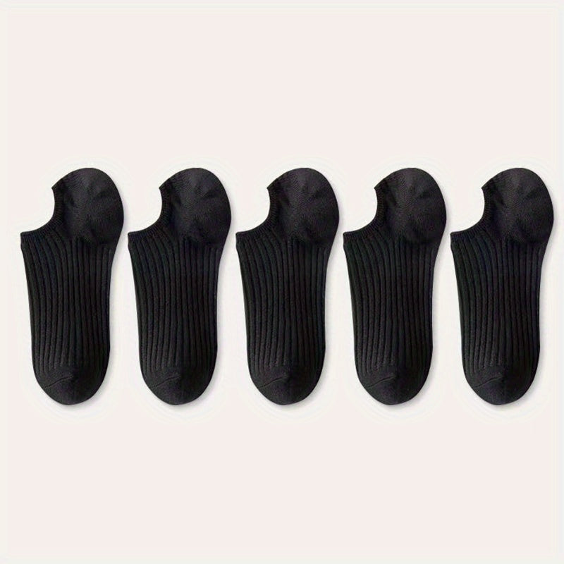 5/10 Pairs Colorful Ribbed Short Socks, Comfy & Breathable Elastic Ankle Socks