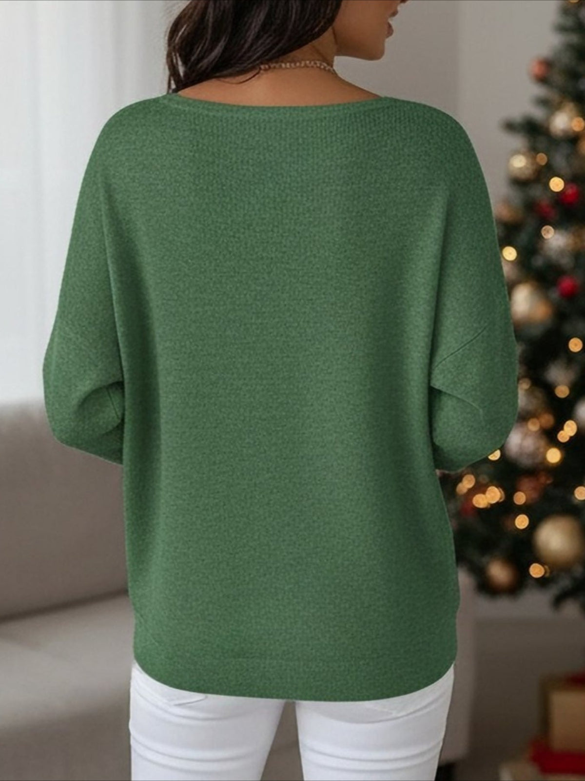 Green Long Sleeve Comfy Casual Sweater Tee
