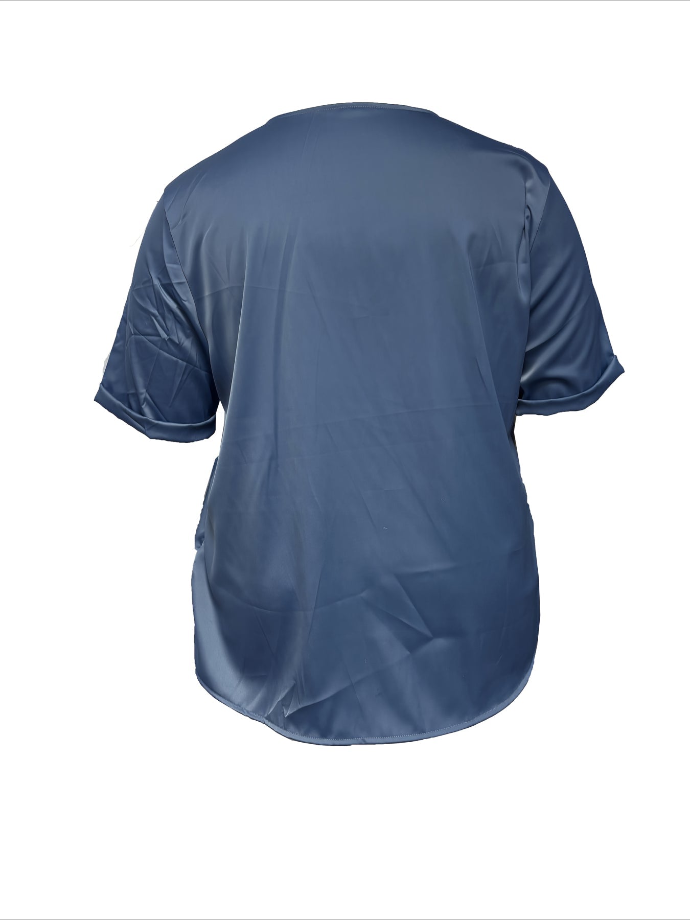 Elegant Solid Color Casual Loose Fit Crew Neck Shirt