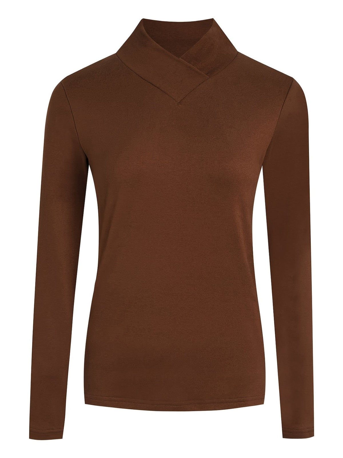 Solid Mock Neck T-Shirt, Casual Long Sleeve Top