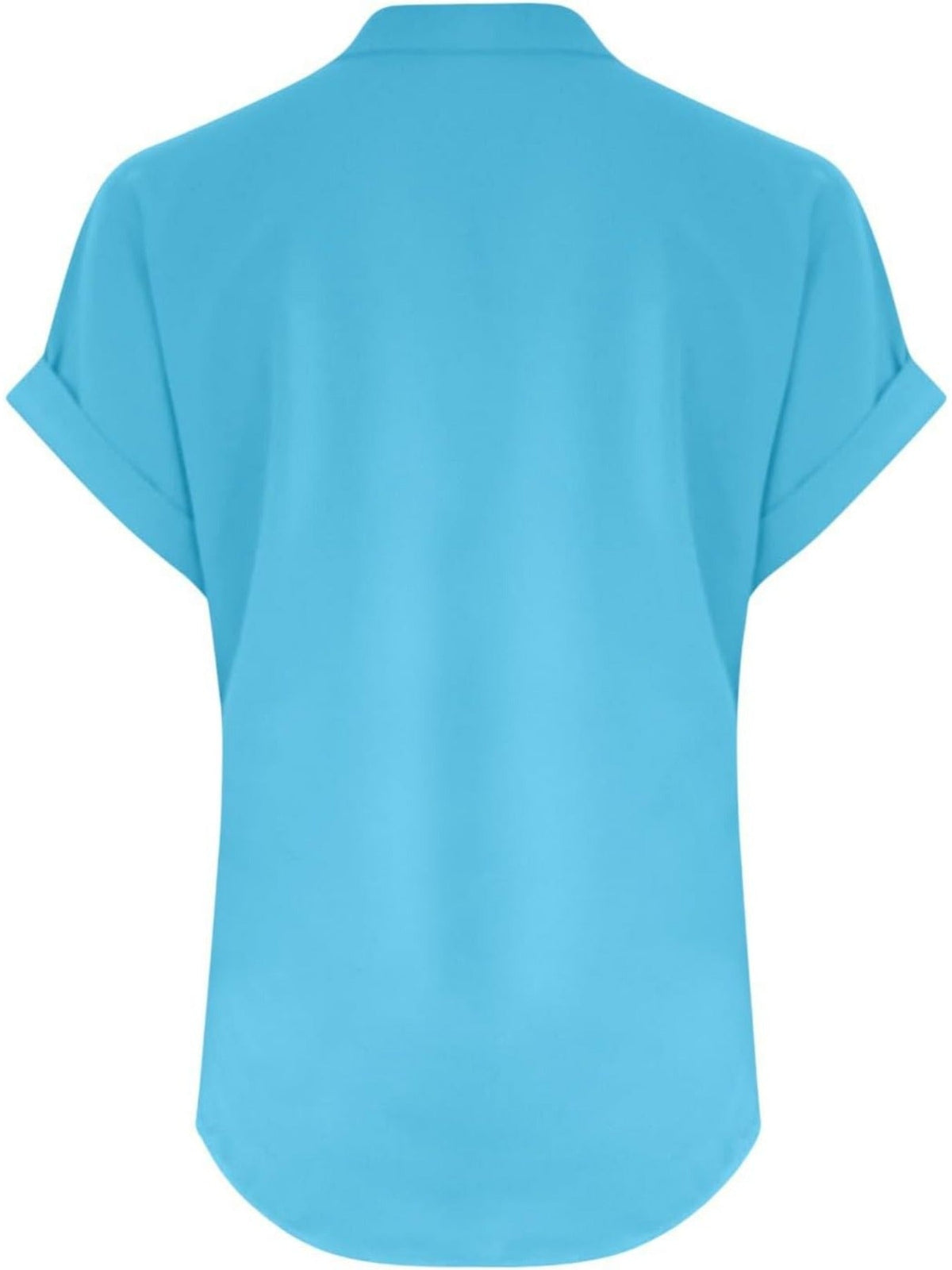 Solid Color V Neck Short Sleeve Button Down T Shirts