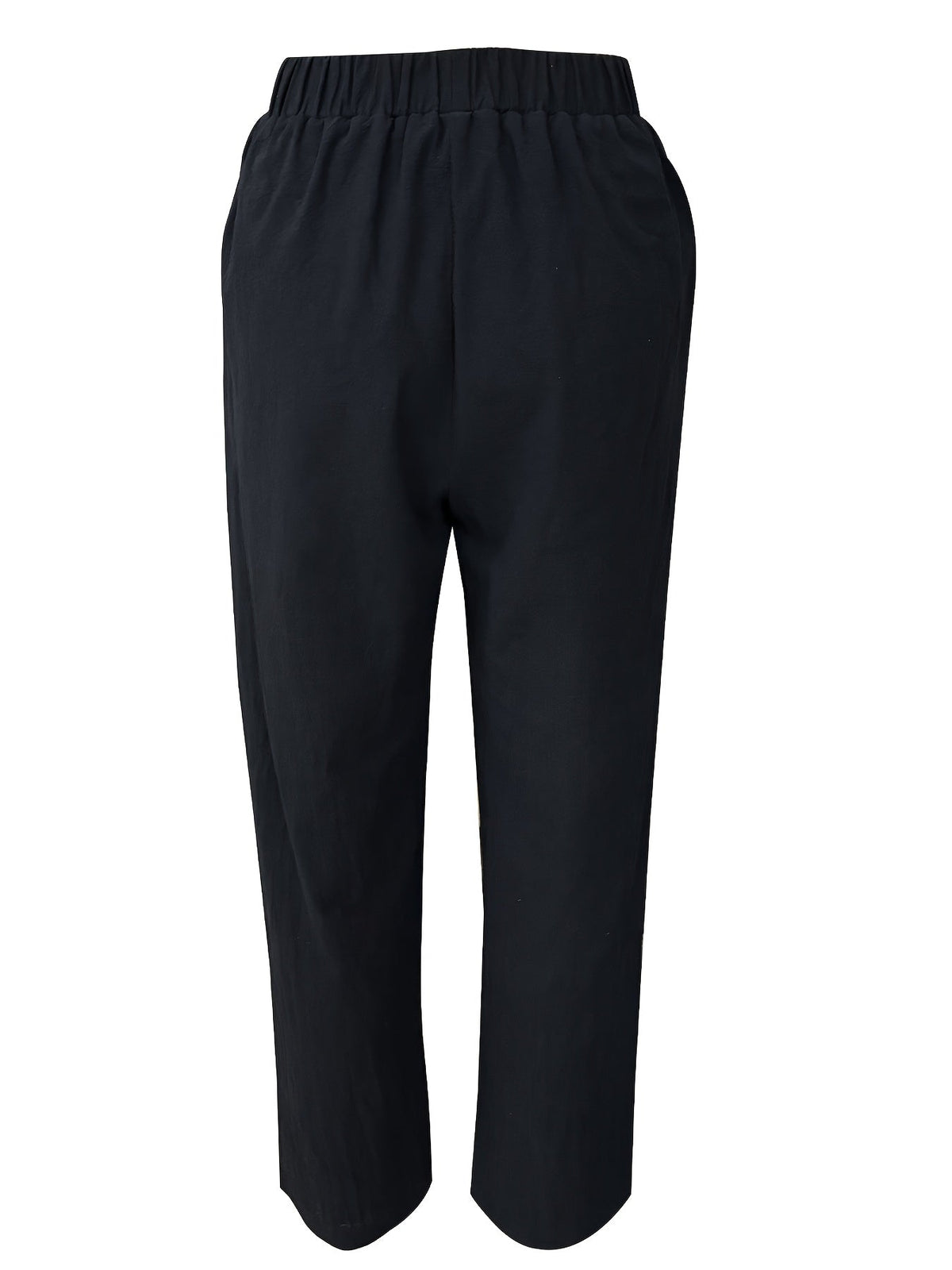 Women'S Elegant Casual Blue Straight-Leg Pants with Pearl Embellishments