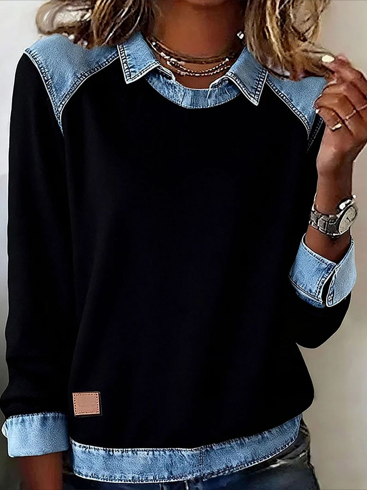 Color Block Stylish Casual Long Sleeve Shirt