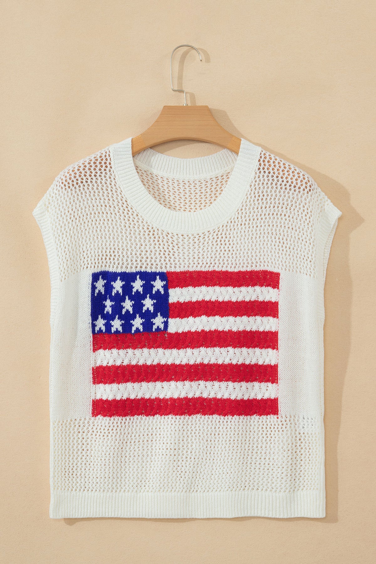White Flag Graphic Short Sleeve Sweater Top