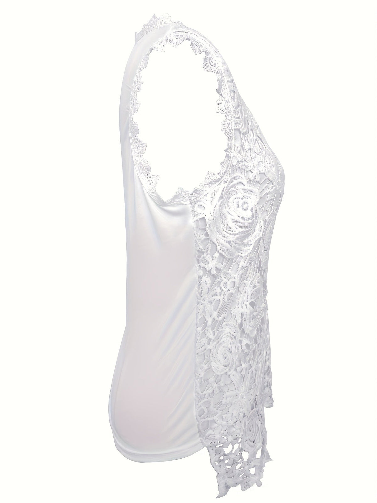 Sleeveless Lace Floral Square Neck Tank Top