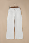 White 2-Button High Waist Wide Leg Jeans