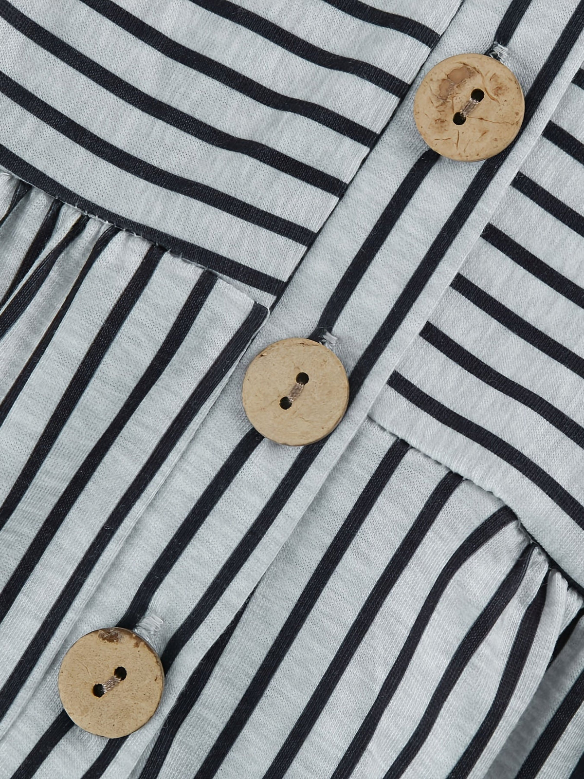 Striped Print Button Front Dress, Casual Short Sleeve Simple Dress