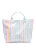 Red Glossy Striped Vinyl Large Tote Bag (Color Varied)
