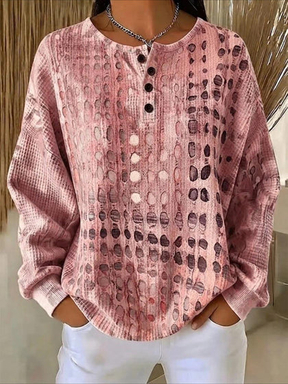 Polka Dots V Neck Long Sleeve Regular Tops