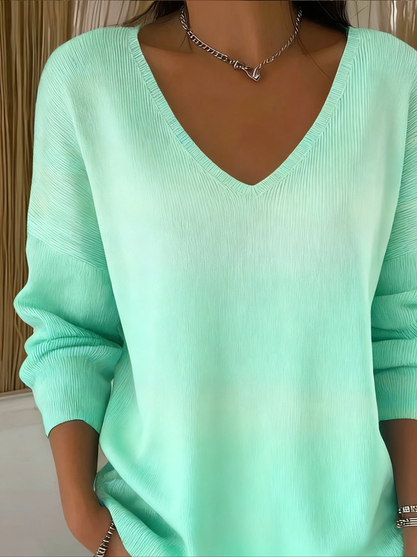 Gradient Long Sleeve Comfy Casual Sweater Tee