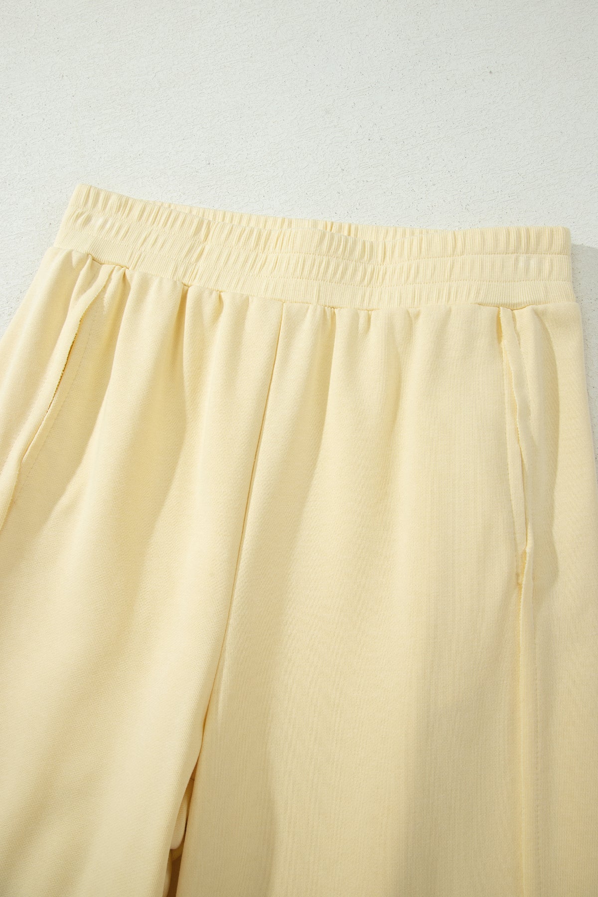 Yellow Cream Slim Ribbed Tank Top and Sweatpants Set