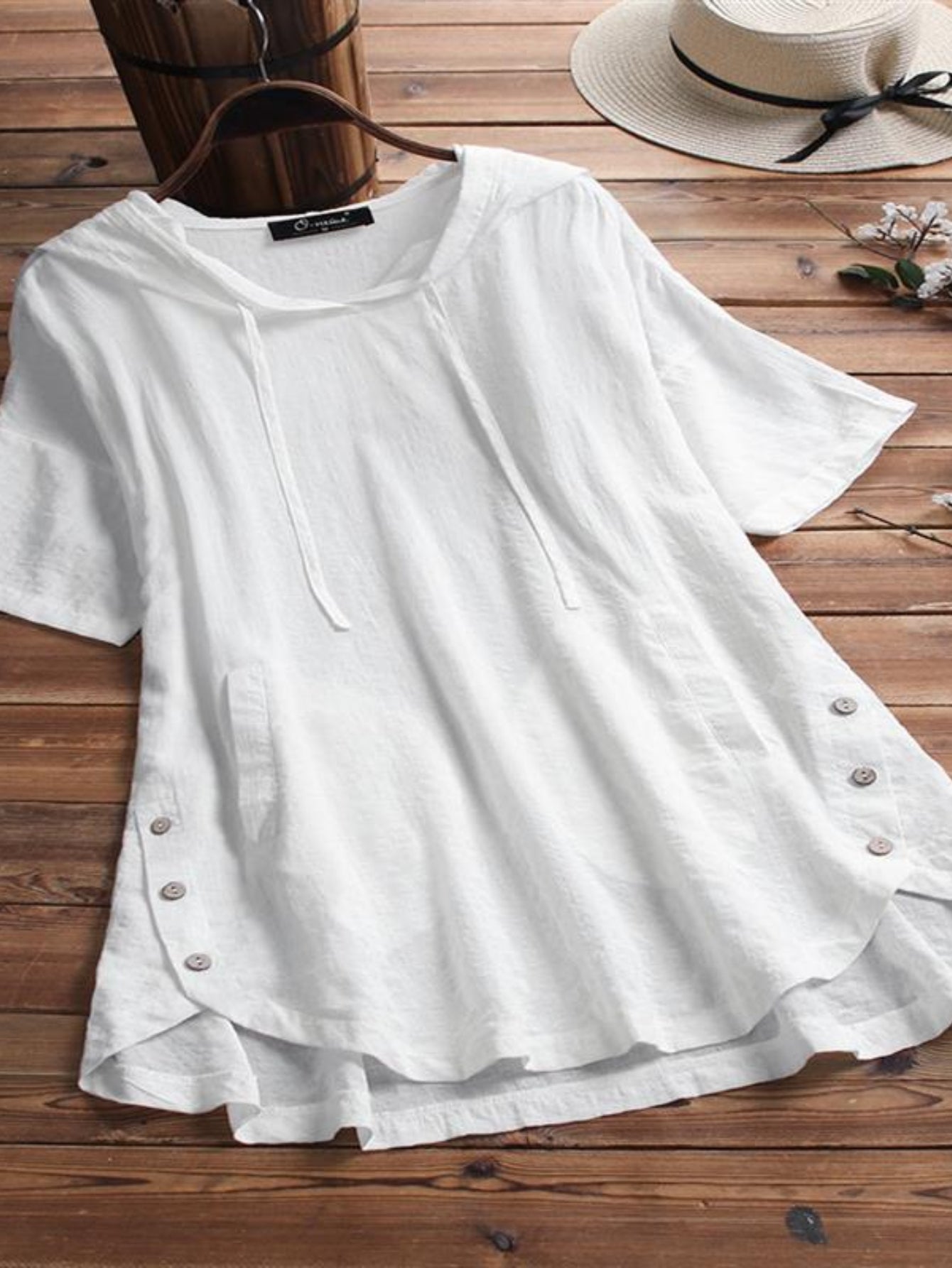 Elegant Hooded Plaid Blouse for Women - Long Sleeve Shirt with Drawstring Detail