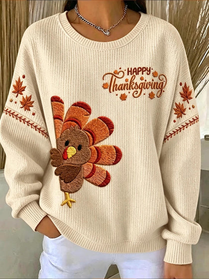Crew Neck Maple Leaf Long Sleeve Sweater Hoodie