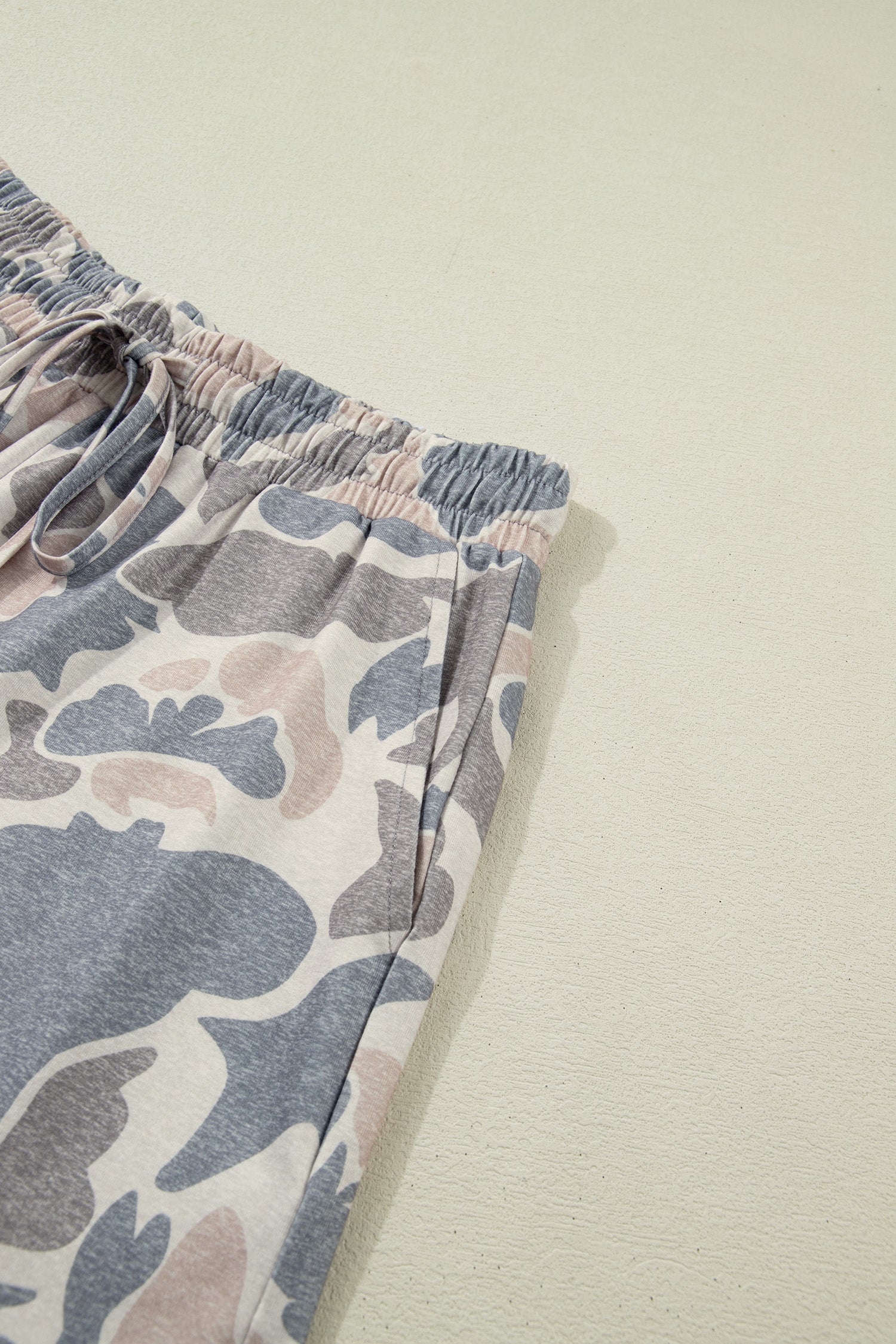 Multicolour Camouflage Loose Tee Drawstring Shorts 2pcs Outfit