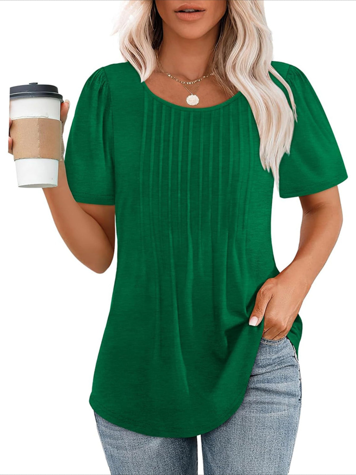 Floral Print Pintuck T-Shirt, Casual Short Sleeve Top