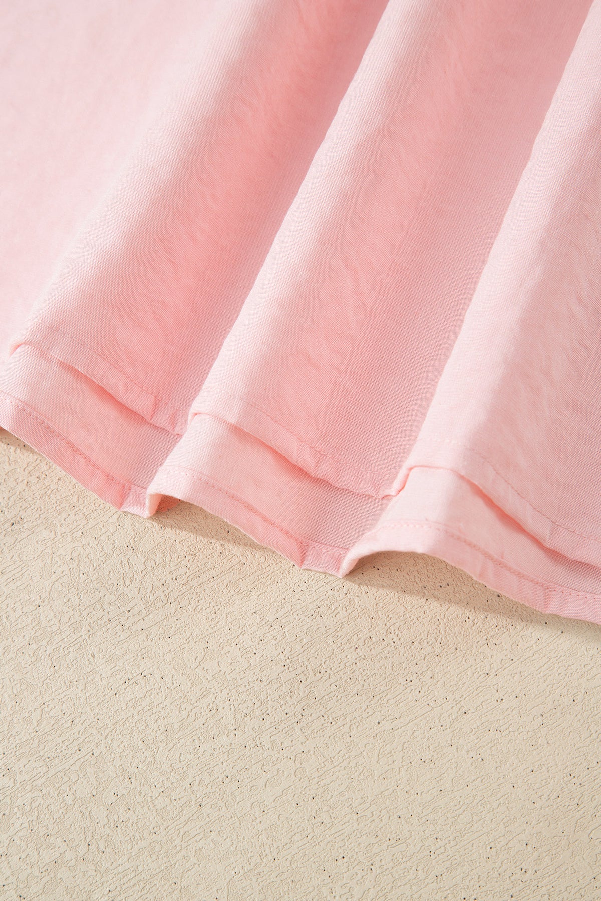 Light Pink Scallop Color Block Trim Puff Sleeve Mini Dress