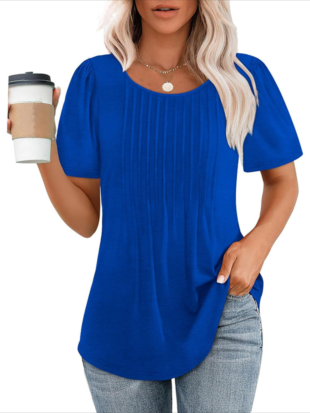 Floral Print Pintuck T-Shirt, Casual Short Sleeve Top