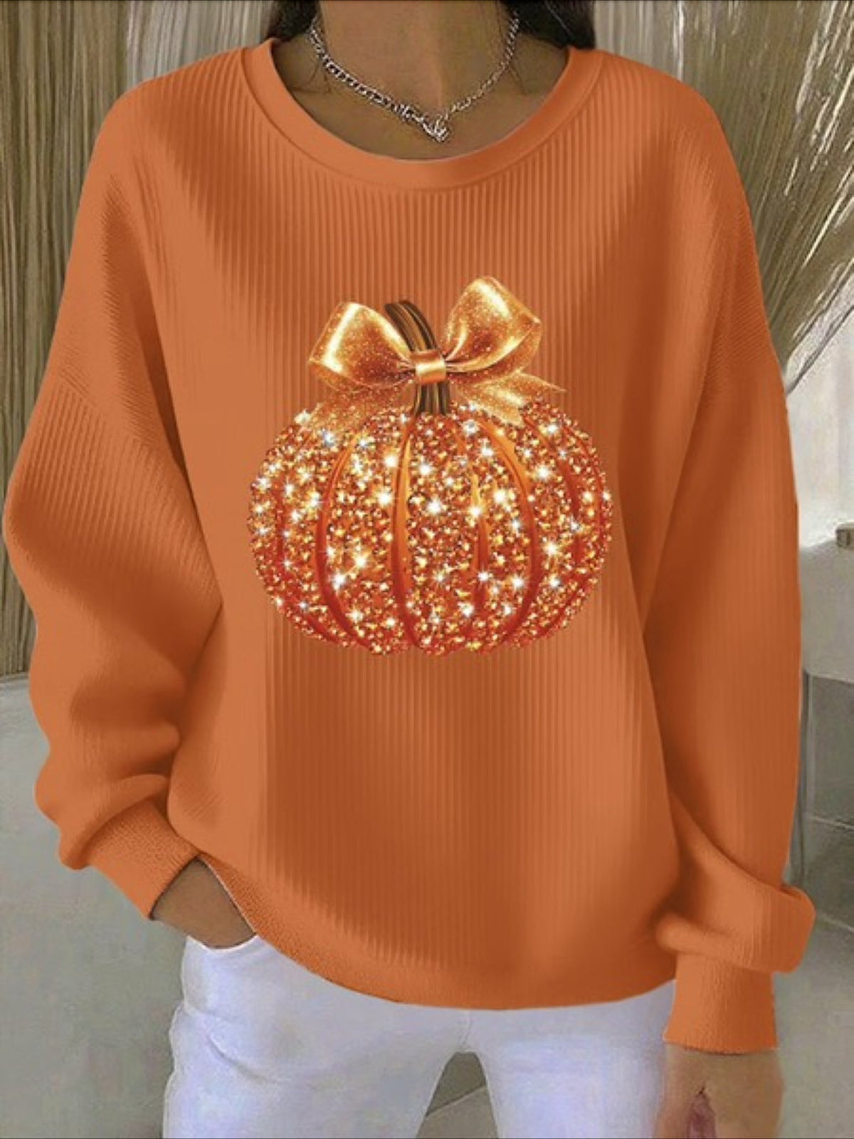Crew Neck Floral Long Sleeve Comfy Casual Sweater Hoodie