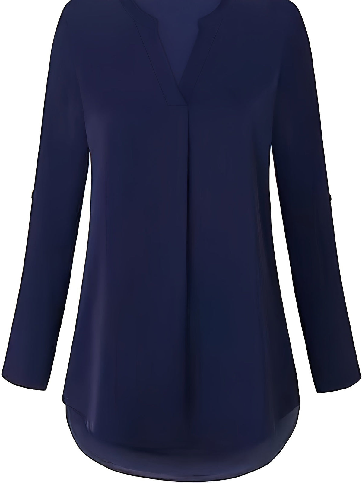 Solid Simple Blouse, Casual V Neck Long Sleeve Blouse