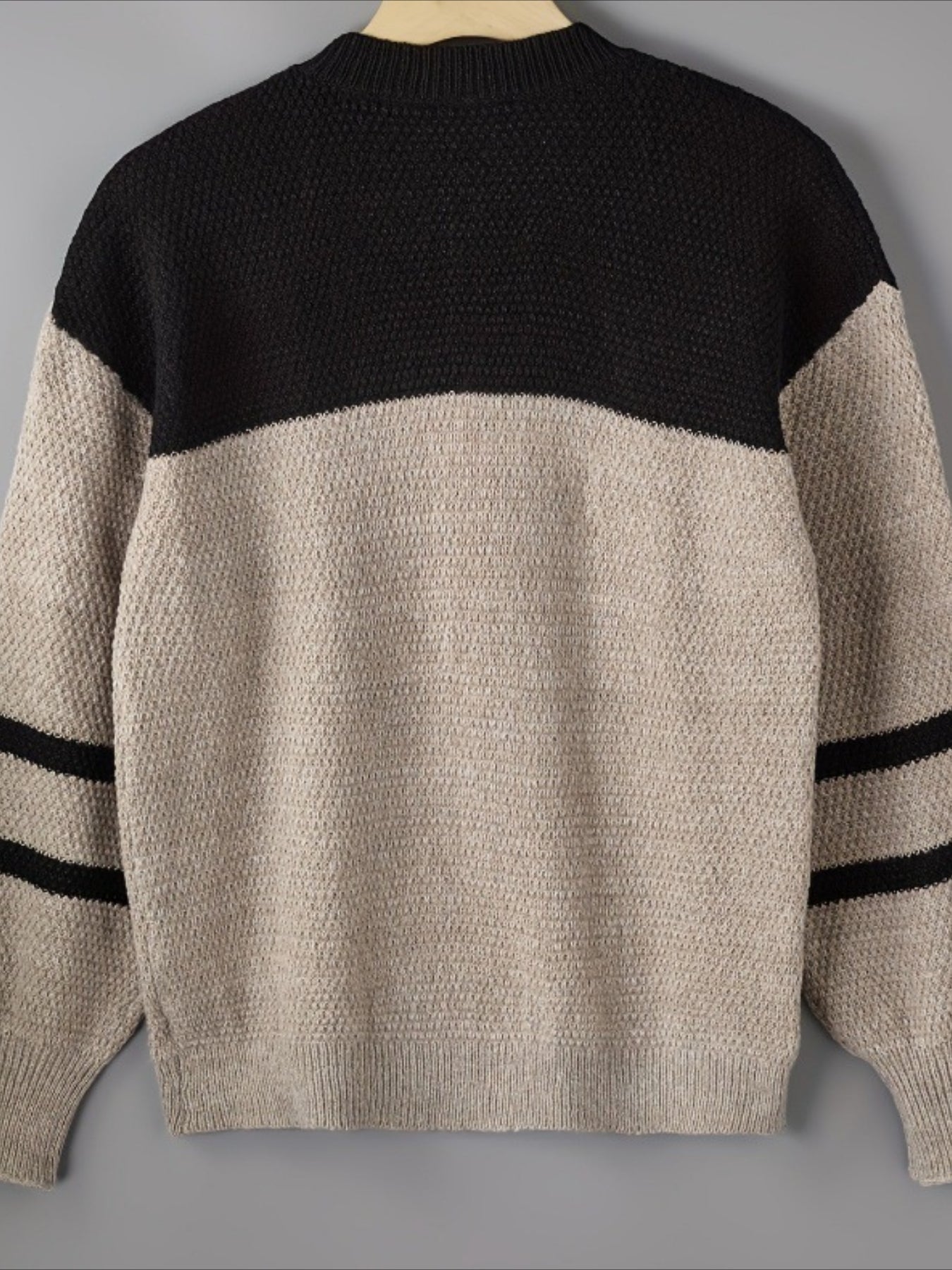 Patchwork Striped Long Sleeve Round Neck Sweater