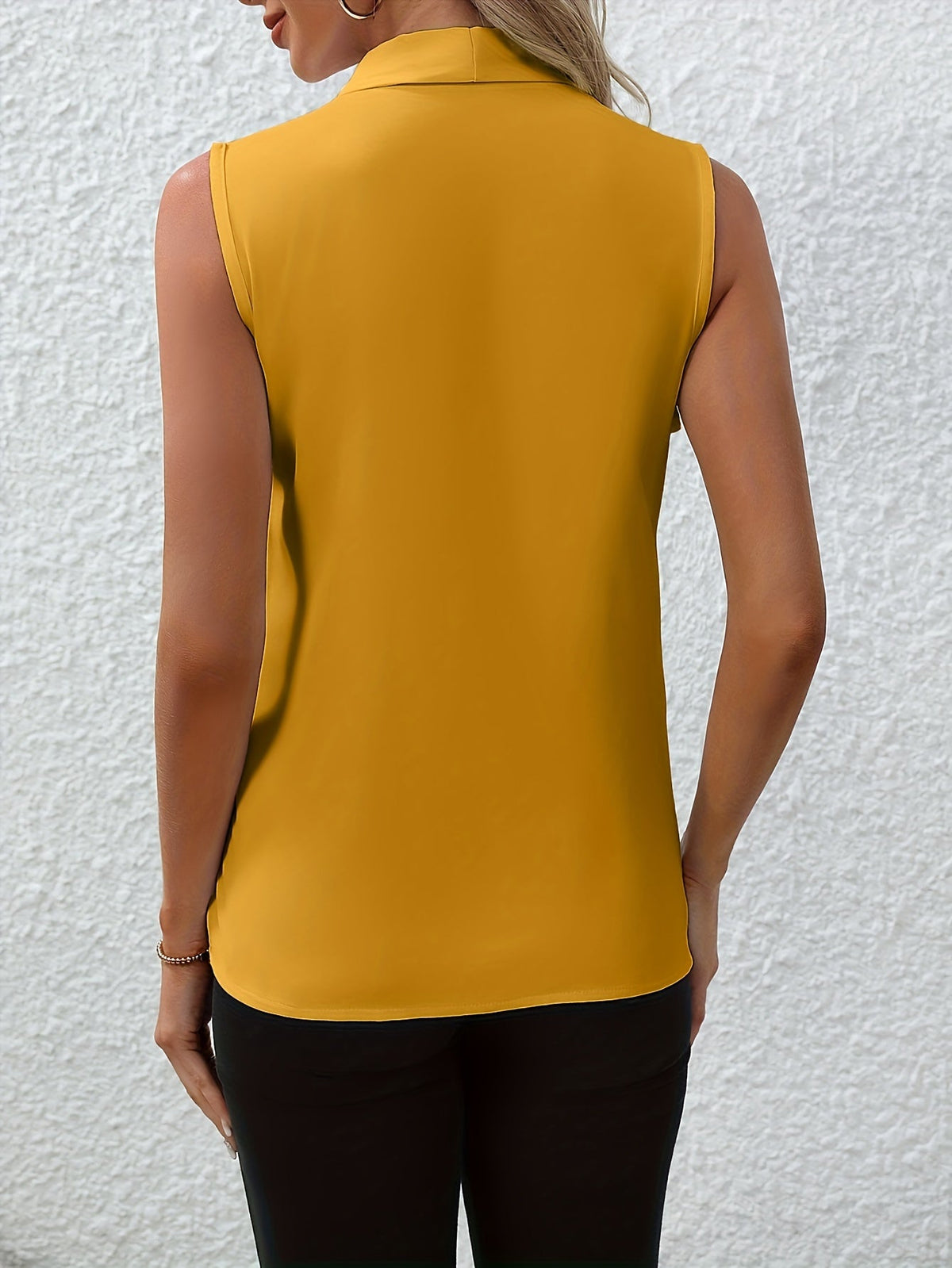 Chic V-neck Blouse, Elegant Sleeveless Top