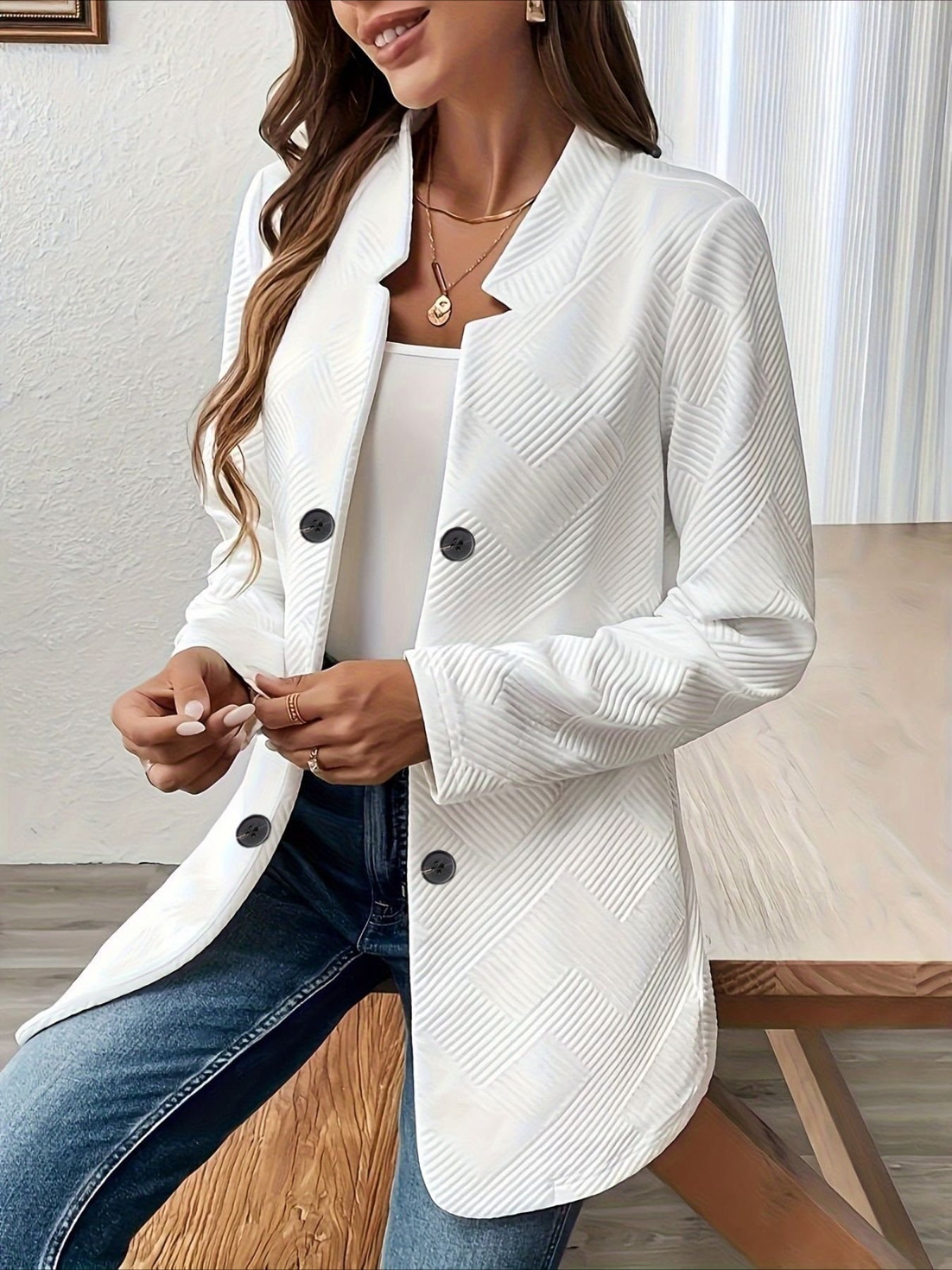 Plain Spring/Fall Casual Long Sleeve Stand Collar Mid-long Outerwear