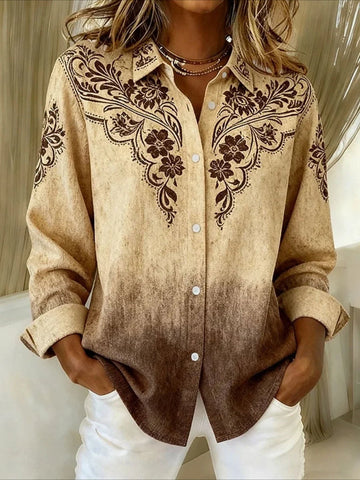 V Neck Long Sleeve Plain Regular Micro-Elasticity Regular Fit Shirt