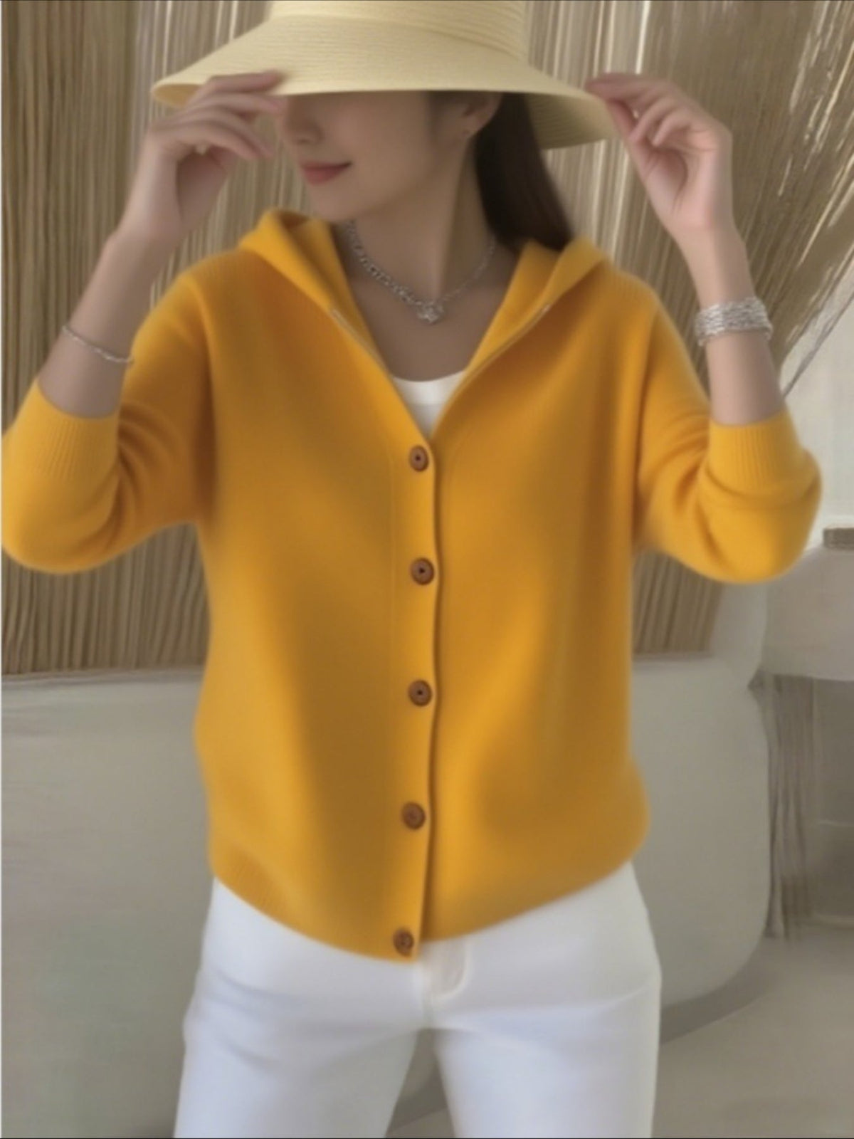 Soft and Comfortable Casual Long-sleeved Hooded Cardigan