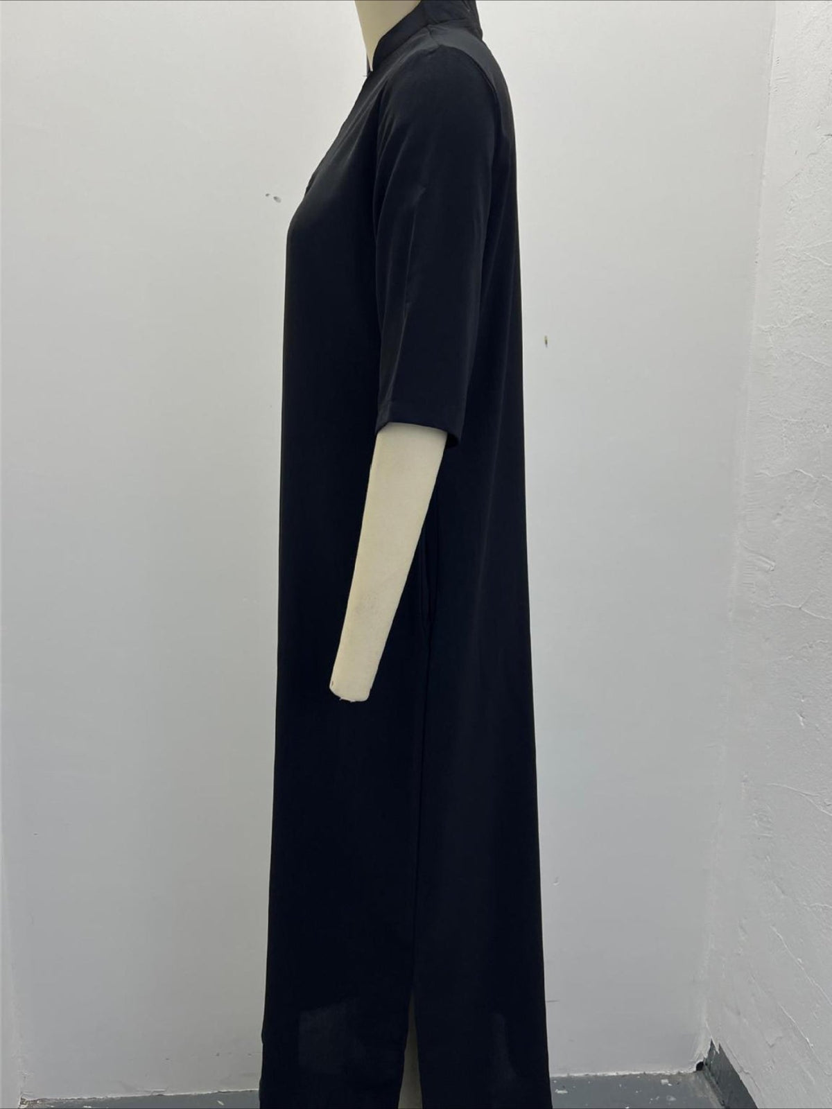 Women's Pocket Split Basic Casual Split Neck 3/4 Length Sleeve Maxi Dress