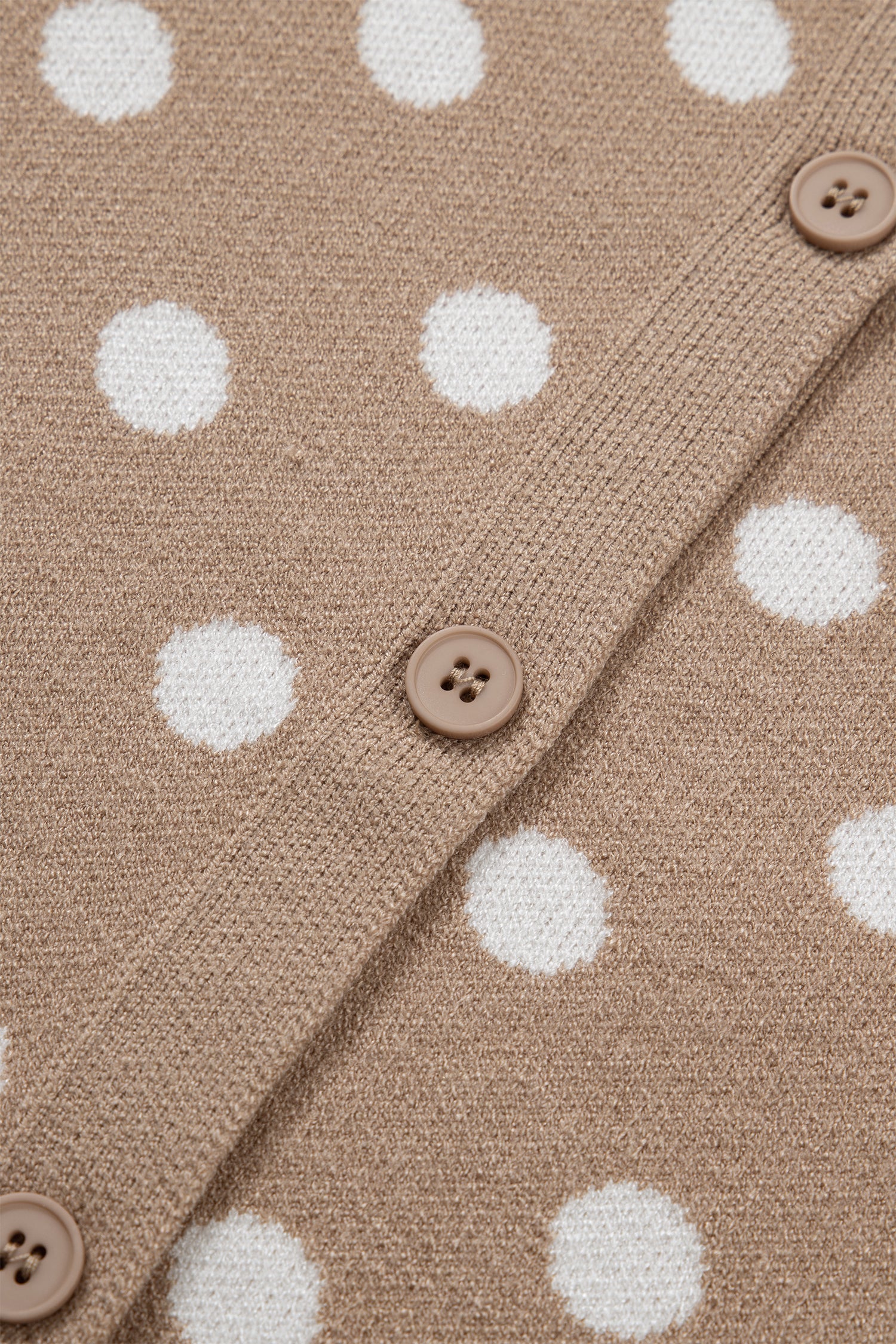 Dark Khaki Polka Dot Short Sleeve Button Down Sweater Cardigan