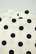 Beige Polka Dot Print High Neck Dolman Top