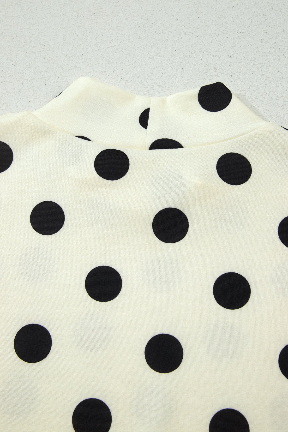 Beige Polka Dot Print High Neck Dolman Top
