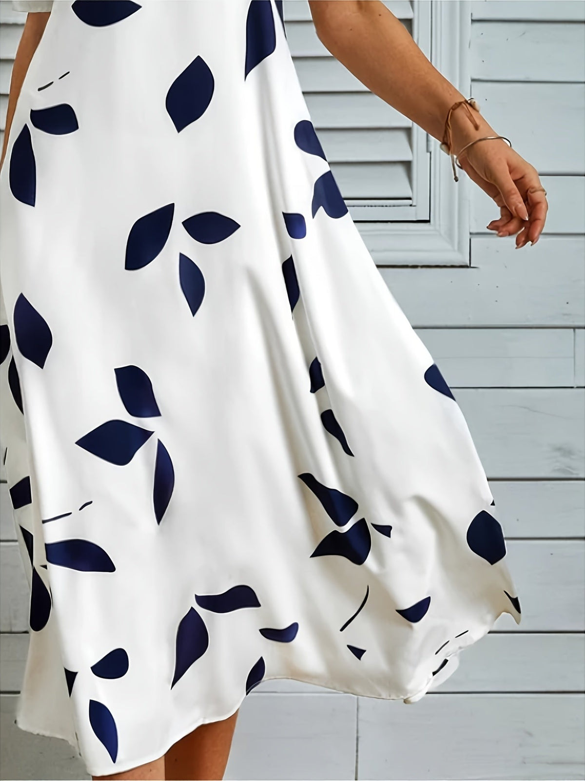 Floral V Neck Short Sleeve Dress, Pocket Ruffled Maxi Casual Dress
