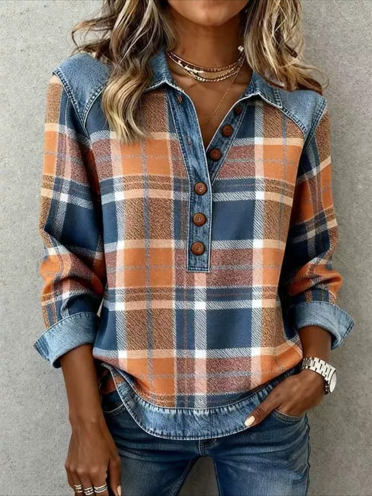 Casual Shawl Collar Color Block Sweatshirt