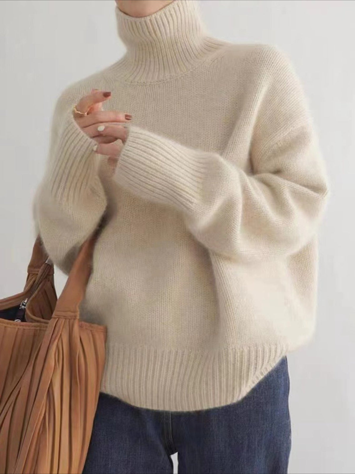 Lazy Style Loose and Versatile Knitted Pullover Sweater