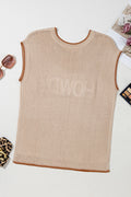 Parchment Contrast Trim Short Sleeve Knit HOWDY Western Sweater