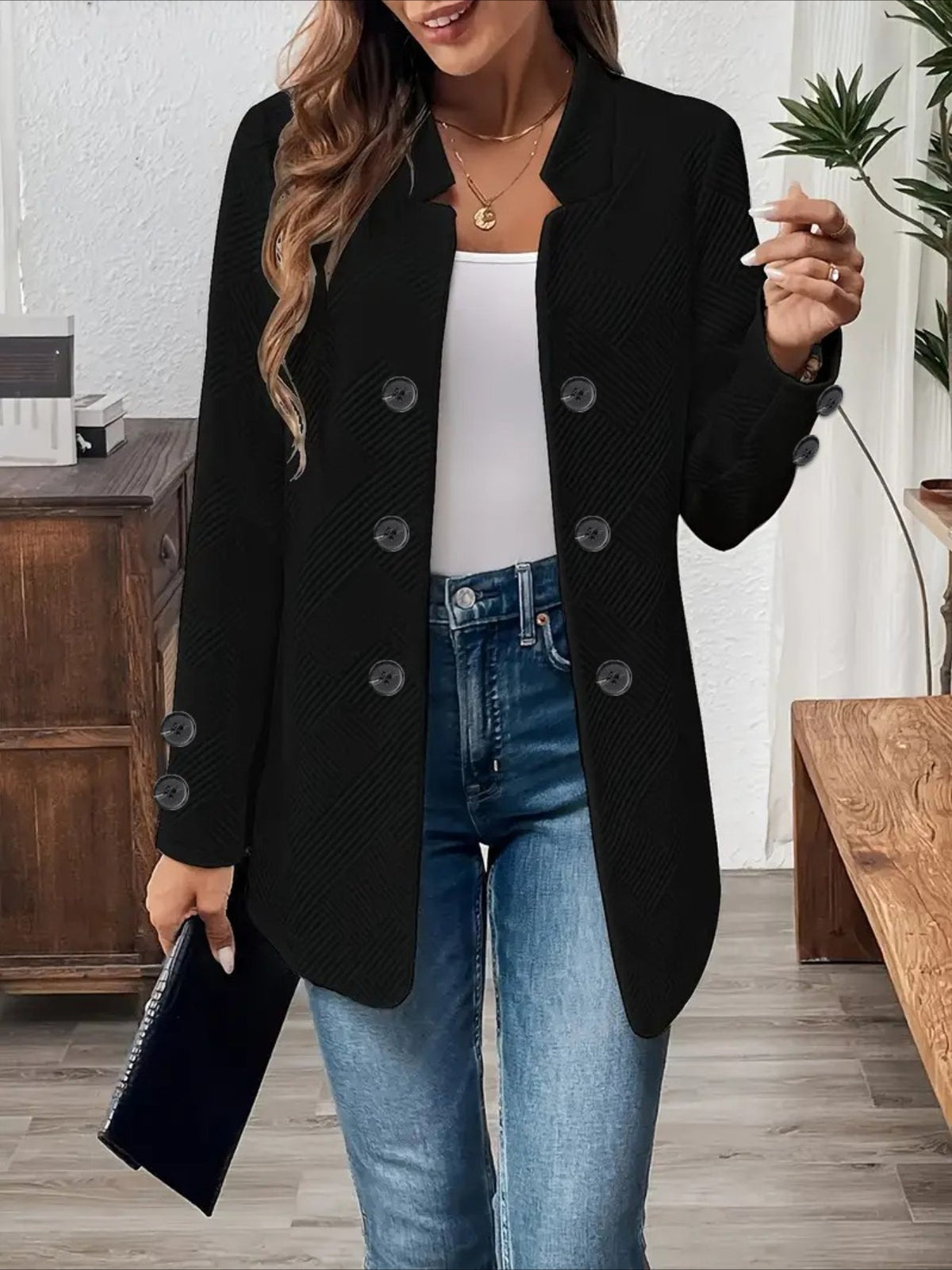 Plain Spring/Fall Casual Long Sleeve Stand Collar Mid-long Outerwear