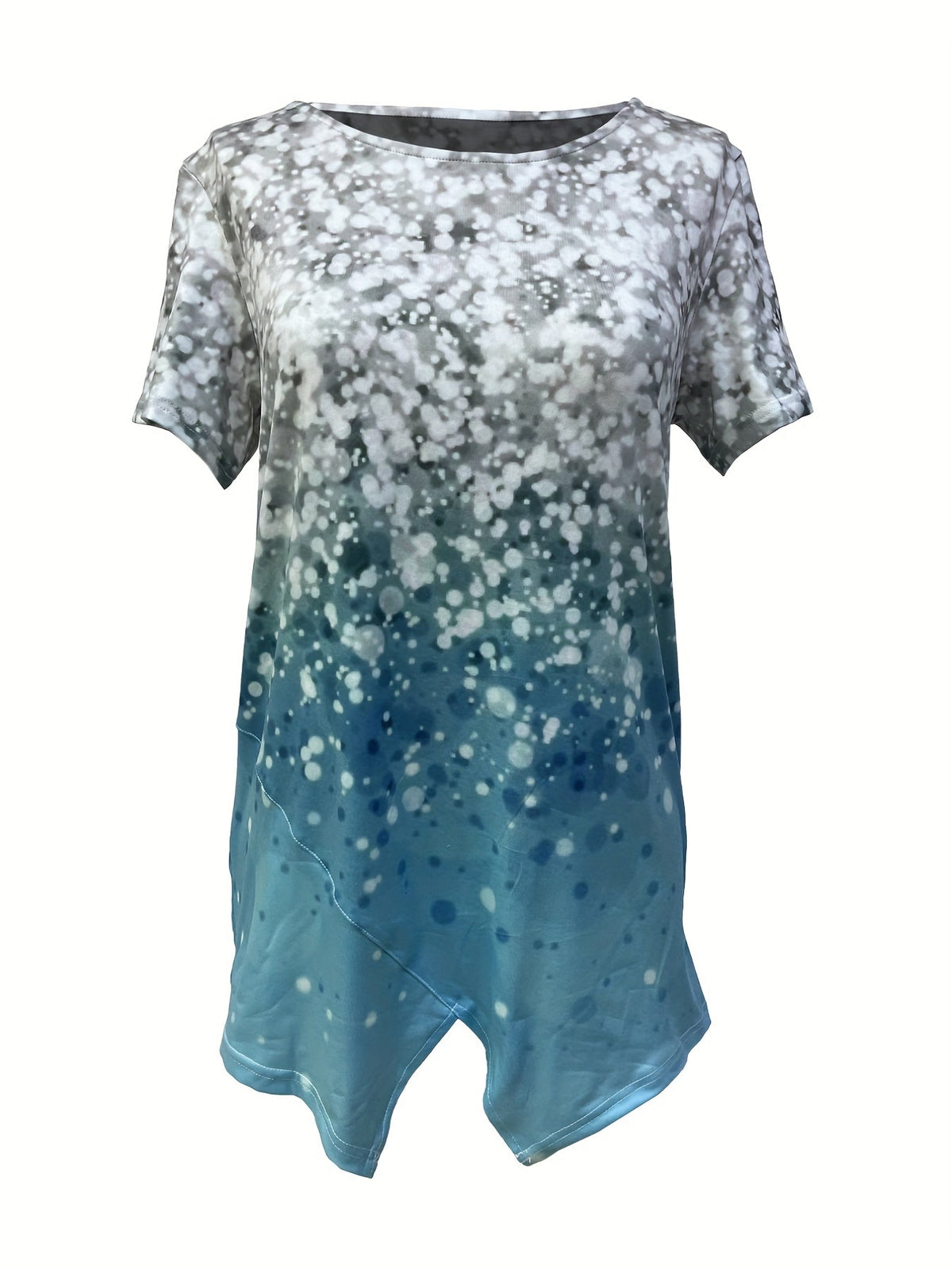 Casual T-shirt, Women's Allover Print Short Sleeve Round Neck Medium Stretch Tee