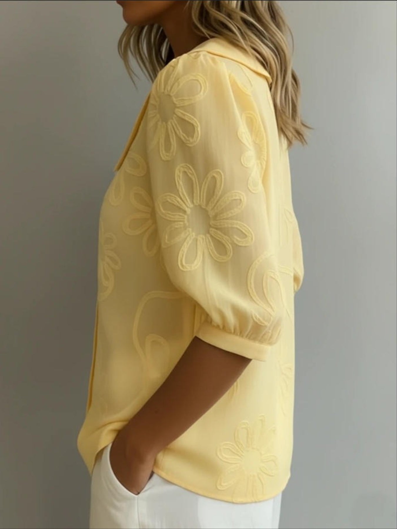 Crew Neck Short Sleeve Embroidery Patterns Regular Loose Shirt