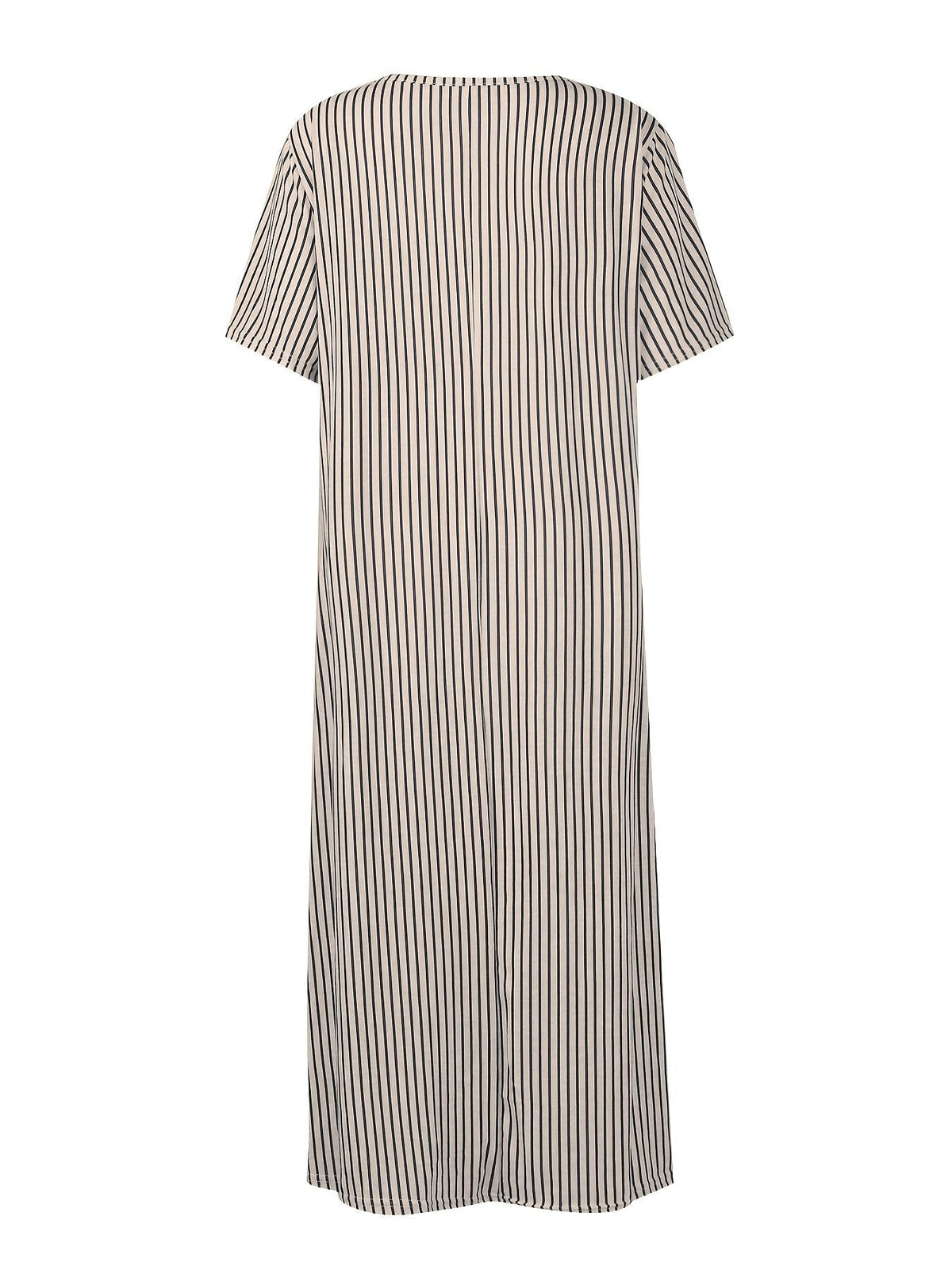 Striped Print Button Front Dress, Casual Short Sleeve Simple Dress