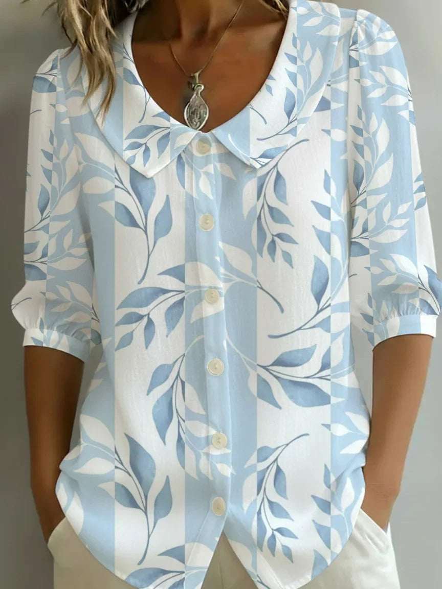 Crew Neck Short Sleeve Patterns Regular Loose Shirt