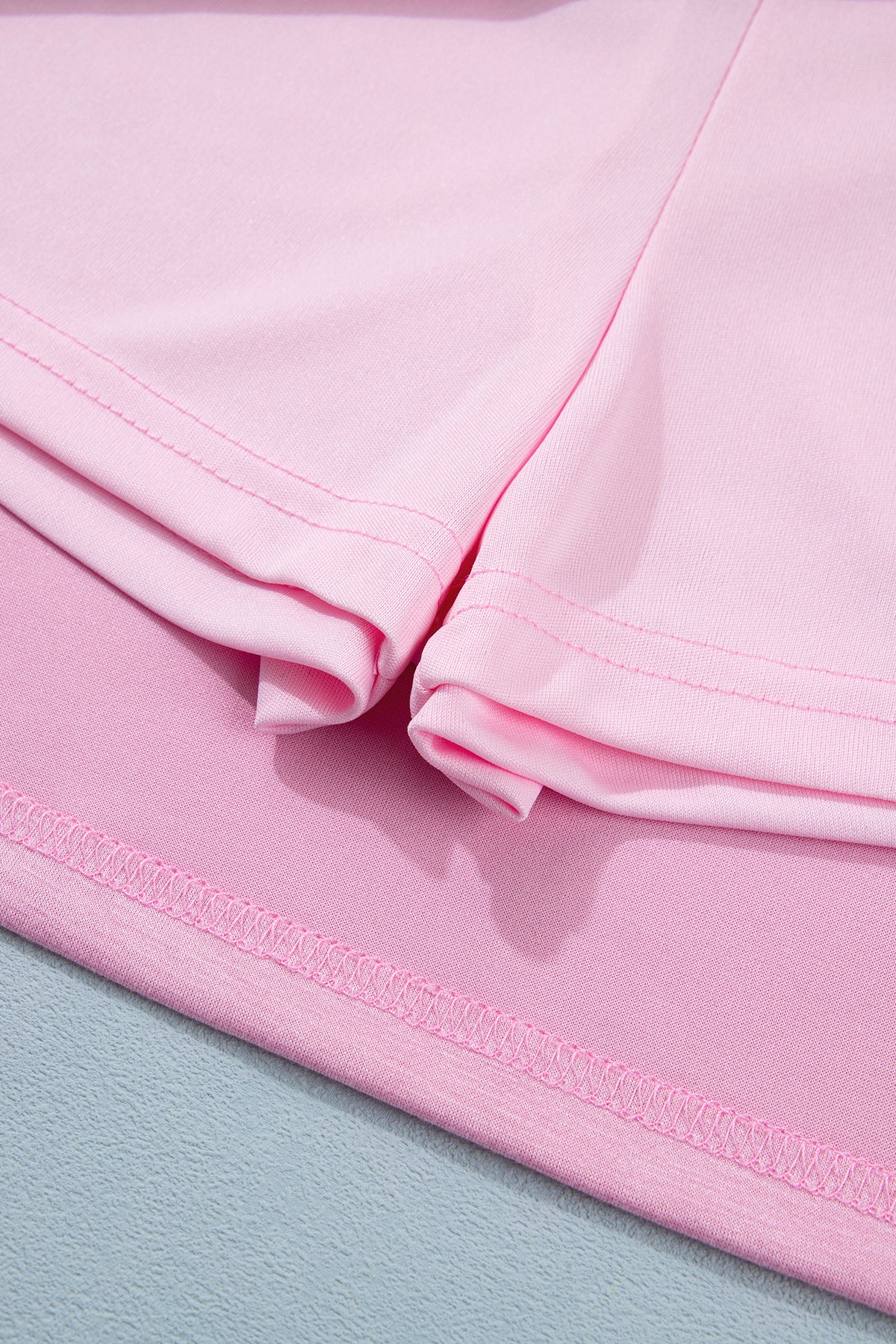 Pink Solid Color Sleeveless Zipper Tank and Skort Set