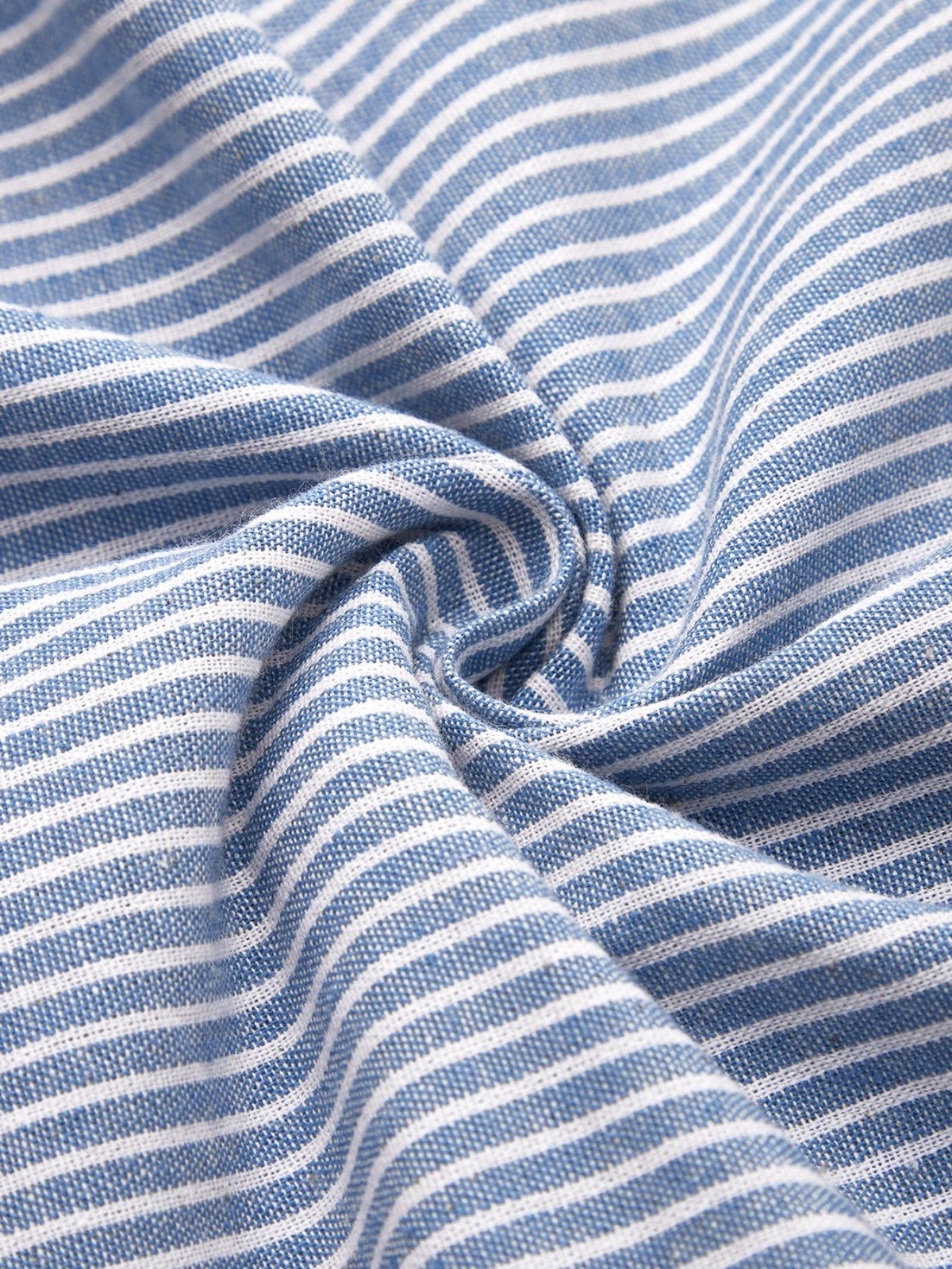 Women Striped Crew Neck Short Sleeve Comfy Casual Buckle Midi Dress