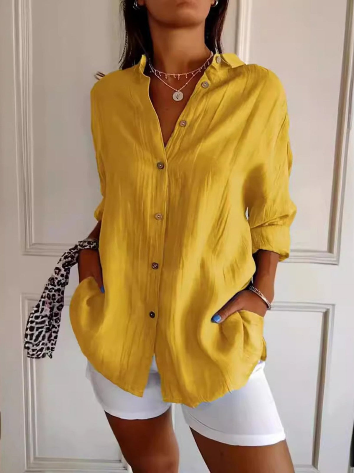 Women's Solid Color Long Sleeve Spring/Fall Collar Daily Going Out Casual Top
